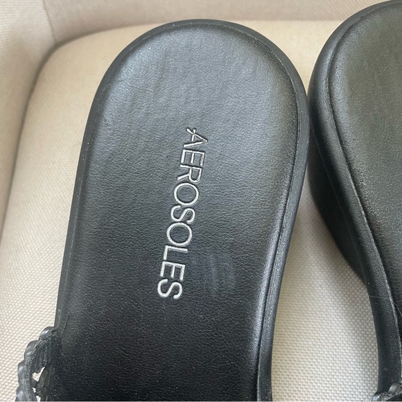 Aerosoles Women’s Black Wedge Sandal Size 7 Neutral Comfort Staple Wardrobe - Picture 2 of 6